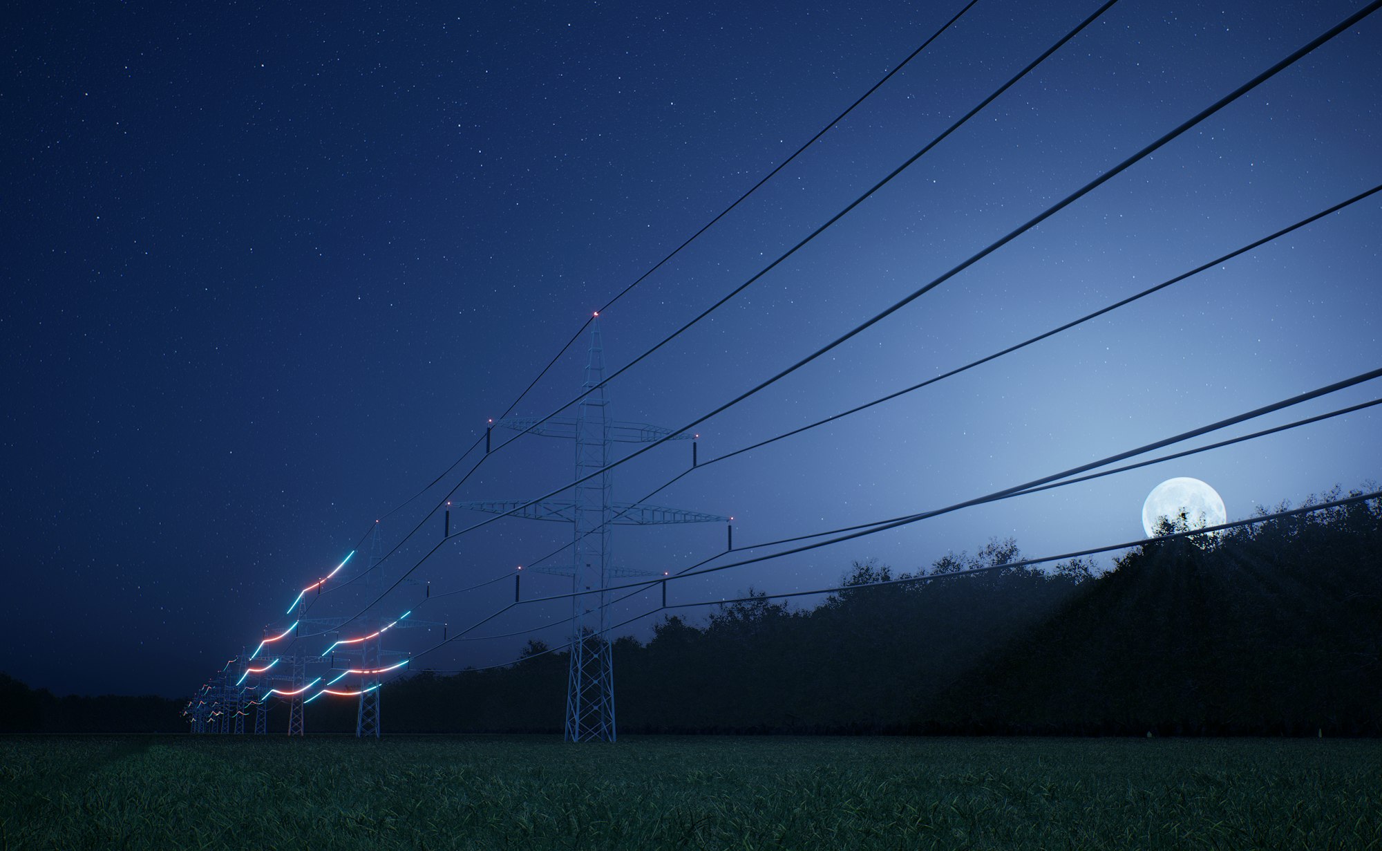 Power pylon with high voltage current