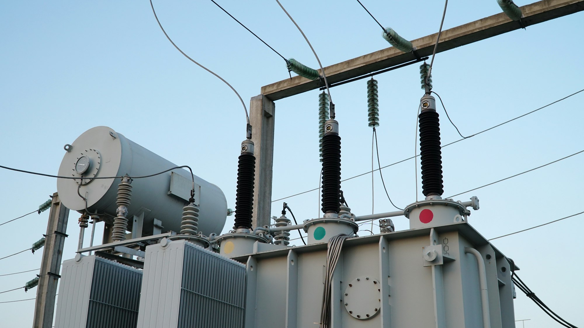 Power transformer. Electrical equipment. Electric current redistribution substation